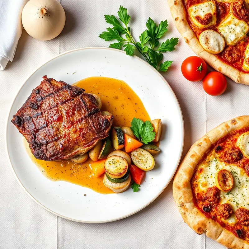 Gebackenes Hühnerfleisch mit Gemüse und Erdnusssauce